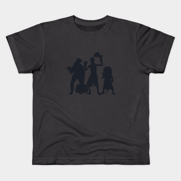 Hitchhiking Ghosts Silhouette Pitch Black Kids T-Shirt by FandomTrading